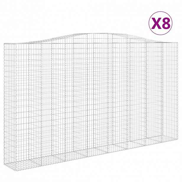 vidaXL Klenuté gabionové koše 8 ks 400x50x220/240cm pozinkované železo
