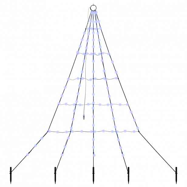 vidaXL LED vánoční stromeček se zemními hroty Modrá 182 cm Kov