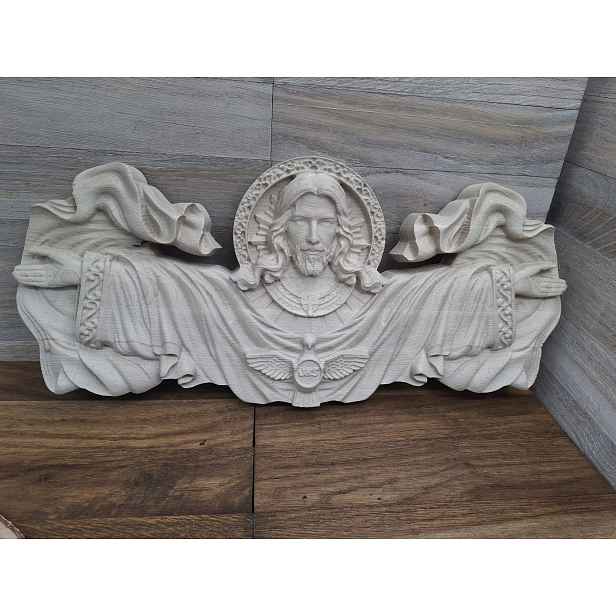 Dřevěná socha Ježíš Kristus Spasitel dárek k přijímání iHS 52 cm