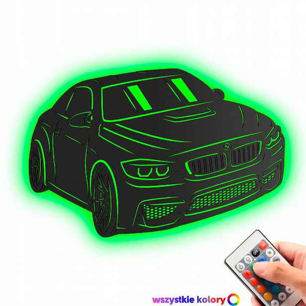 Dřevěný 3D obraz Bmw F82 M4 Nástěnná Dekorace Dárek Noční Lampa Led XL