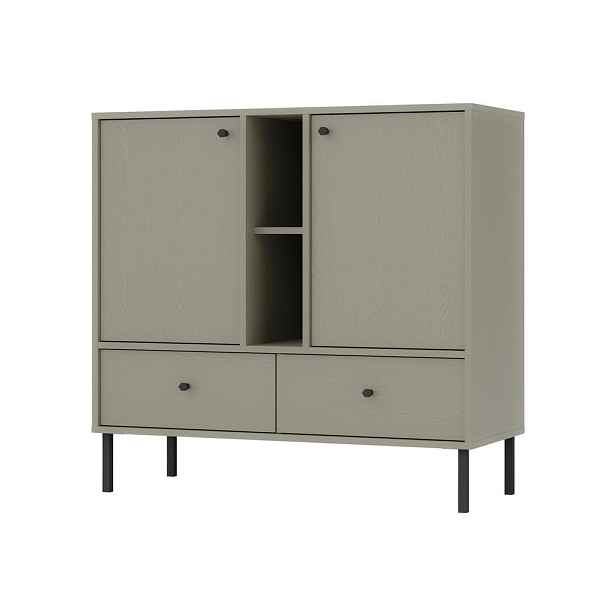 MASSENO KOMODA TORINO, 100/95/41 cm s 2 zásuvkami a 2 dvířky, světle zelená
