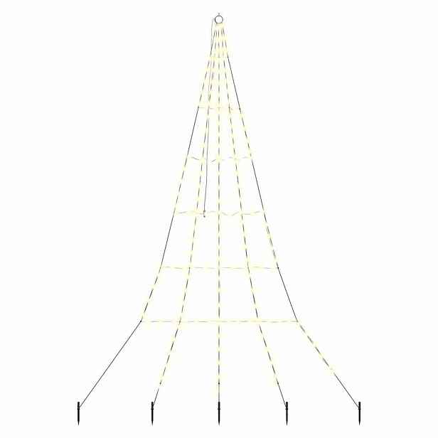 vidaXL LED vánoční stromeček se zemními hroty Teplá bílá 306 cm Kov