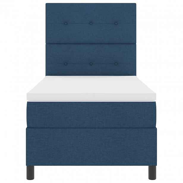 vidaXL Postel s boxspringem s LED pásky Modrá 80 x 200 cm textil