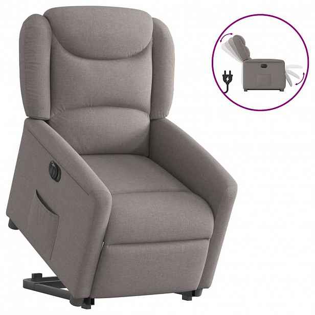 vidaXL Elektrické zvedací polohovací křeslo taupe textil