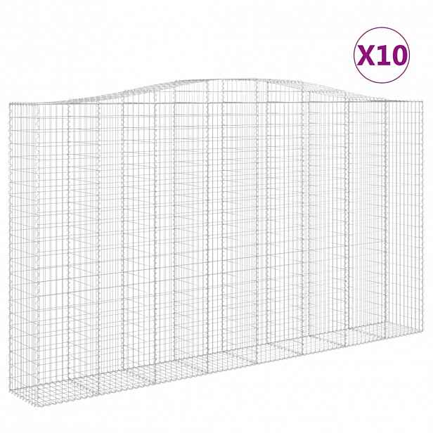 vidaXL Klenuté gabionové koše 10ks 400x50x220/240cm pozinkované železo
