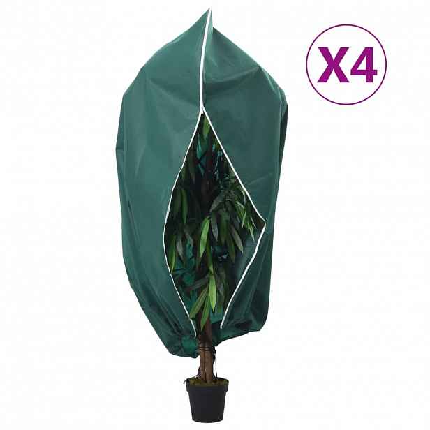 vidaXL Ochranné návleky na rostliny na zip 4 ks 70 g/m² 1,55 x 1,55 m