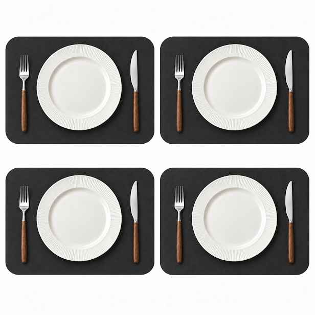 4x Kožená Podložka Na Stůl Podložka Baltan Home Pad L 43x30,5 cm černá