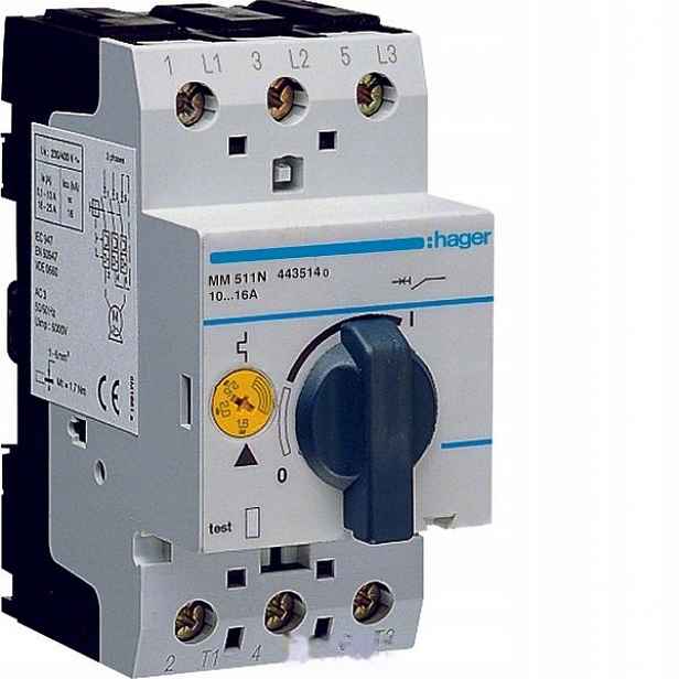 Hager nadproudový spínač motoru 3P 10-16A 690V MM511N