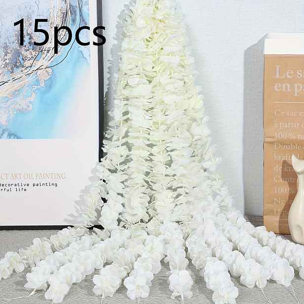 TEMU 15 pramenů umělé bílé vistárie - 99,8 cm elegantní závěsné květinové ozdoby pro domácnost, svatbu, zahradu a party dekorace, ideální , oblouky a