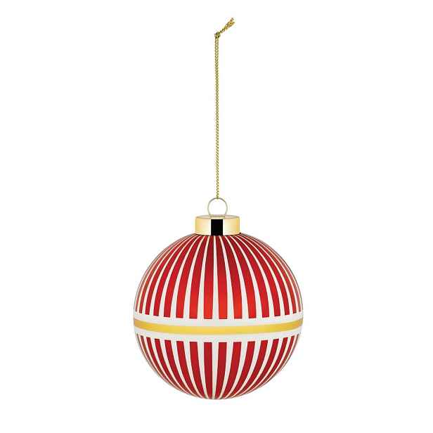 Vánoční Koule Delight, červené proužky, Alessi