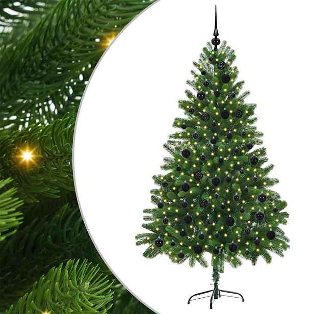 vidaXL Vánoční stromeček s 300 LED diodami s stojanem Zelená 180 cm PE