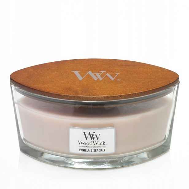 Vonná svíčka Woodwick Hearthwick Elipsa Łódka Vanilla & Sea Salt 453 g