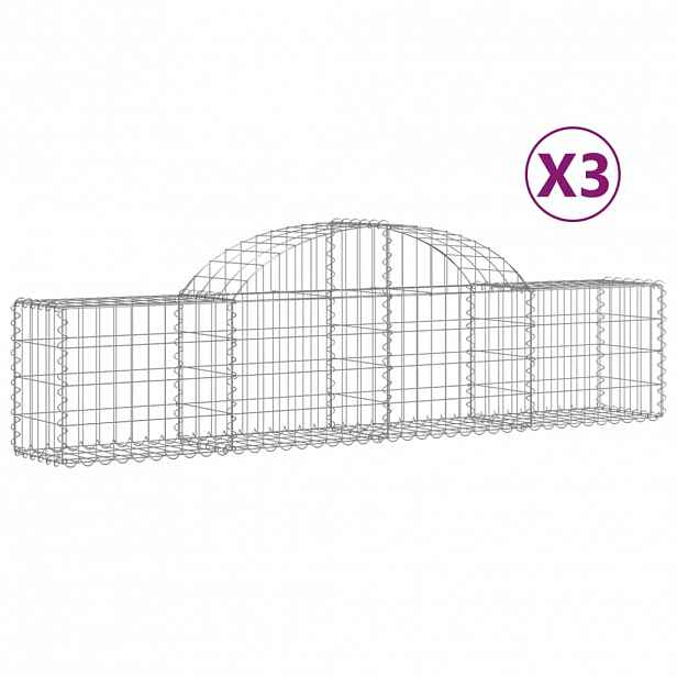 vidaXL Klenuté gabionové koše 3 ks 200x30x40/60 cm pozinkované železo