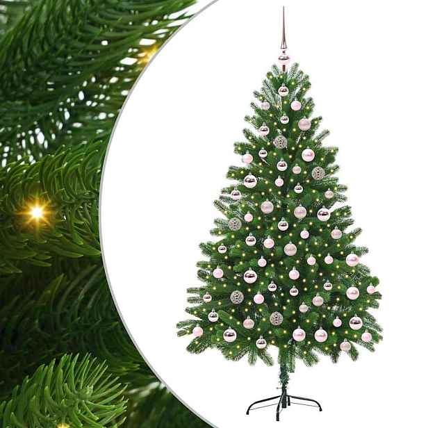 vidaXL Vánoční stromeček s 300 LED diodami s stojanem Zelená 180 cm PE