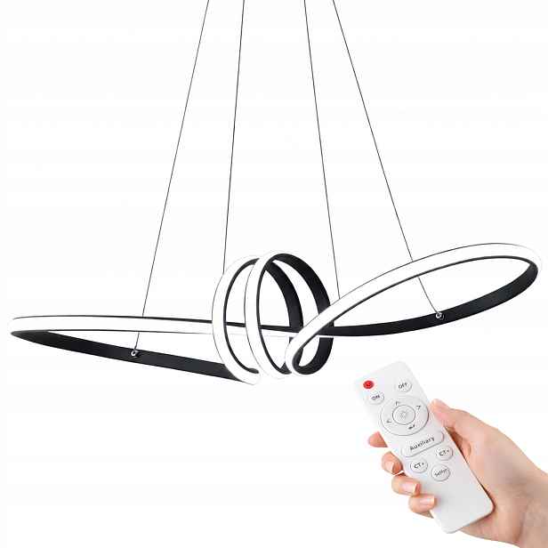 Závěsné Stropní Svítidlo Černá Moderní Lustr 70 CM Dálkový Ovladač 3 Barvy Led