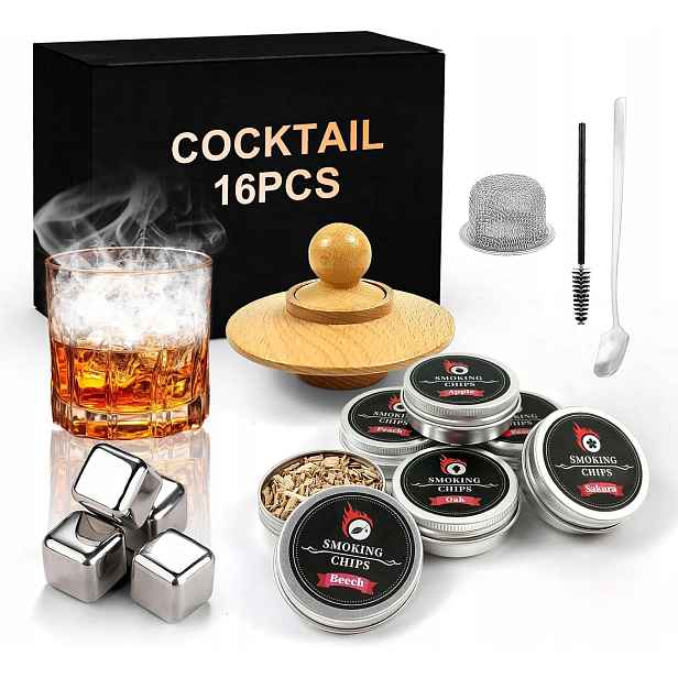 Sada Na Whisky Uzení Koktejlů Kameny Sítko Pro Muže Dárek