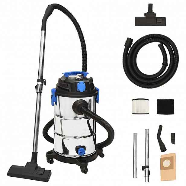 vidaXL Vysavač na suché a mokré vysávání 1 200 W 30 l stříbrný