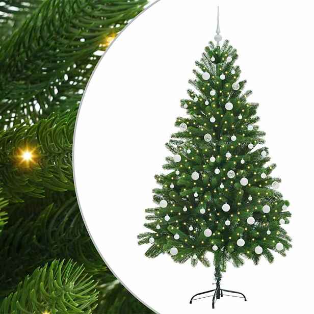 vidaXL Vánoční stromeček s 300 LED diodami s stojanem Zelená 180 cm PE