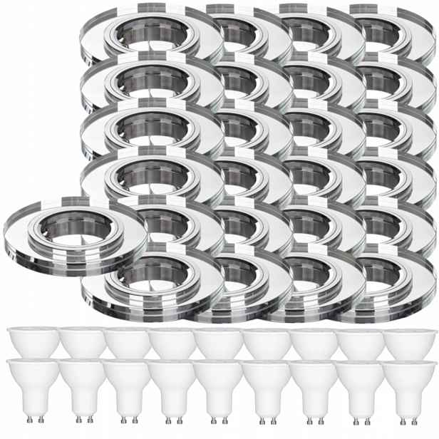 25x Pevná Skleněná Stropní Lampa Kulatá Objímka Led Žárovky 10W