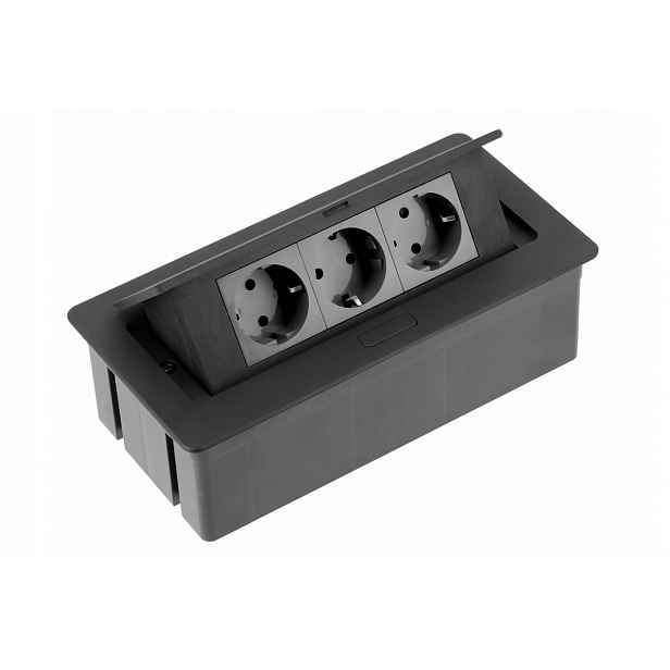 Prodlužovací zásuvka Soft 3x230V, zapuštěná, černá