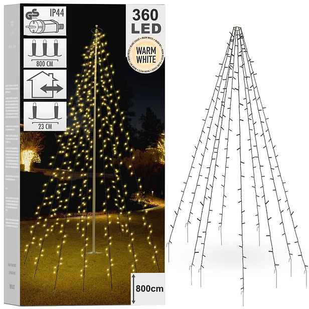 Vánoční osvětlení na stromeček vnitřní osvětlení vnitřní teplé 360LED 10x800 cm