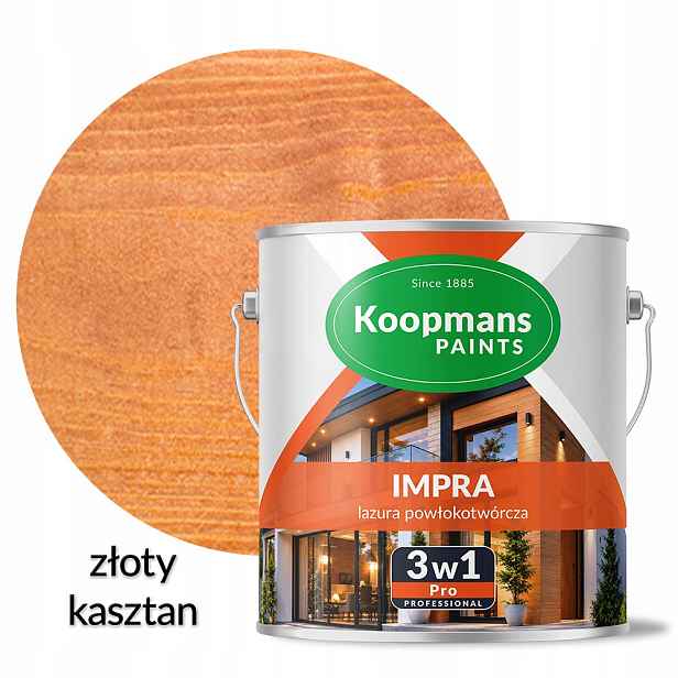 Koopmans Impra 3v1 Pro Lazura na fasádní dřevo 107 Zlatý kaštan 2,5 l