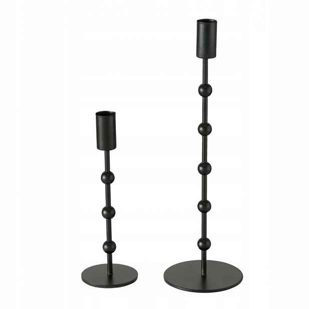 Kovový Svícen Černý 2 Kusy Výška 20 30 CM Průměr 7,9 CM