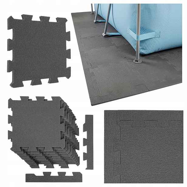 Podložka pod bazén rámová puzzle podkladová pěna 10 m2 šedá 90 prvků