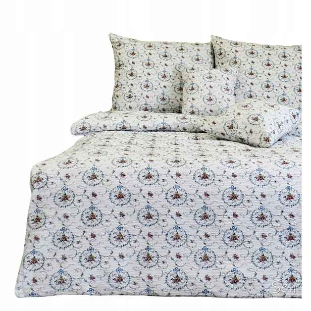 Sada Povlečení Kůra 160x200 2x70/80 Věnečky Modré Elegantní