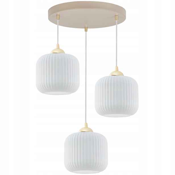 Závěsná Stropní Lampa Lustr Bílá Ryhovaná Kašmírová Béžová Do Obývacího Pokoje
