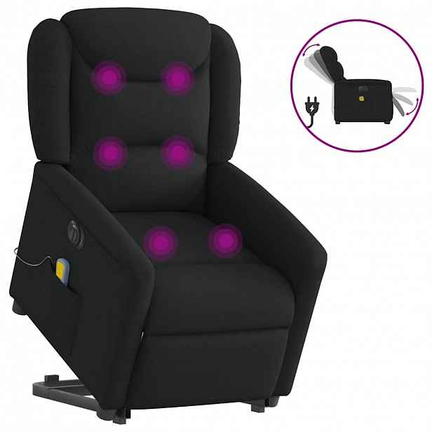 vidaXL Elektrické zvedací masážní polohovací křeslo černé textil