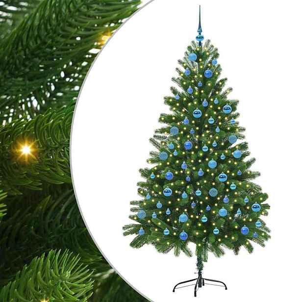 vidaXL Vánoční stromeček s 300 LED diodami s stojanem Zelená 180 cm PE