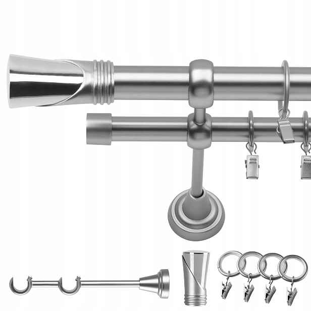 Garnýž Kovový Dvojitý 120 CM 19/19 MM Chrom Mat Duncan Kolečka Na Žabky