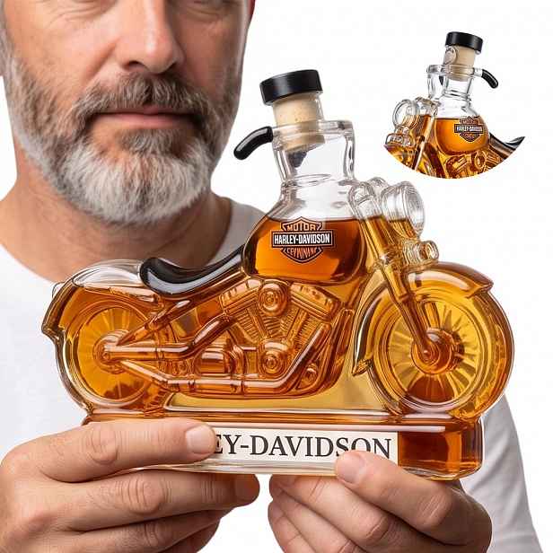 Karafa na alkohol ve tvaru motocyklu 350 ml, Dárek pro muže