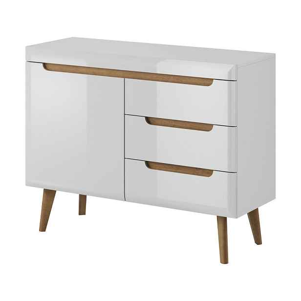 MASSENO KOMODA NORDICO, 107/83/40 cm se 3 zásuvkami, počet dvířek: 1, bílá