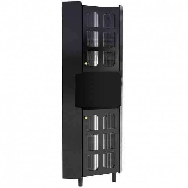 Modfu ROHOVÁ skříňka z MDF 63,5x17x157,5 cm černá s LED osvětlením, lakovaným povrchem a uzavřeným i otevřeným úložným prostorem