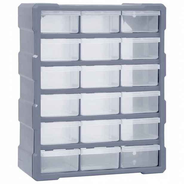 Organizér s 18 středními zásuvkami, 38x16x47 cm, šedý, vidaXL
