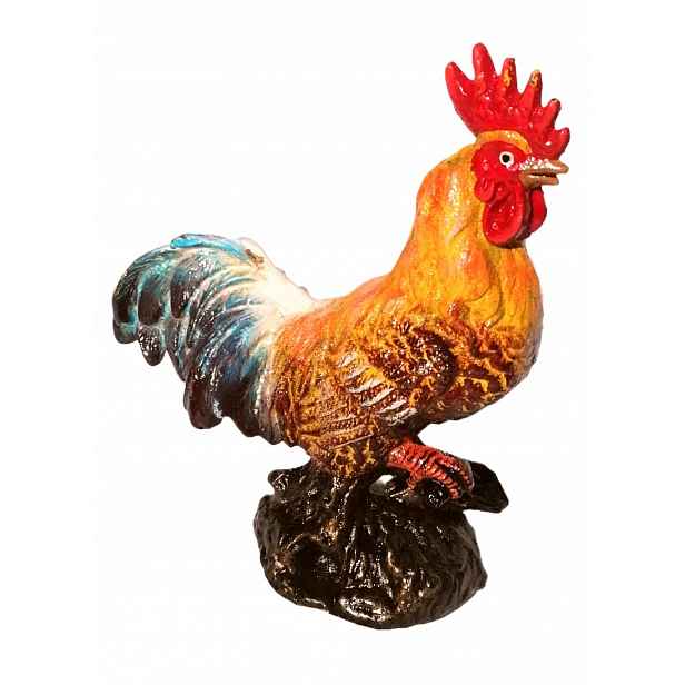 Socha Kohout Figura Kohout Litinová barevná Dům Zahrada Dekorace