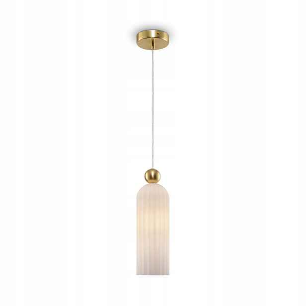 Závěsná lampa zlatá s bílým skleněným stínidlem glamour do ložnice Maytoni