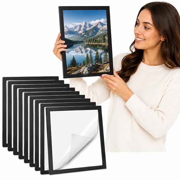 10 Ks Černých Magnetických Rámečků Na Fotografie A Dokumenty A4, Samolepicí