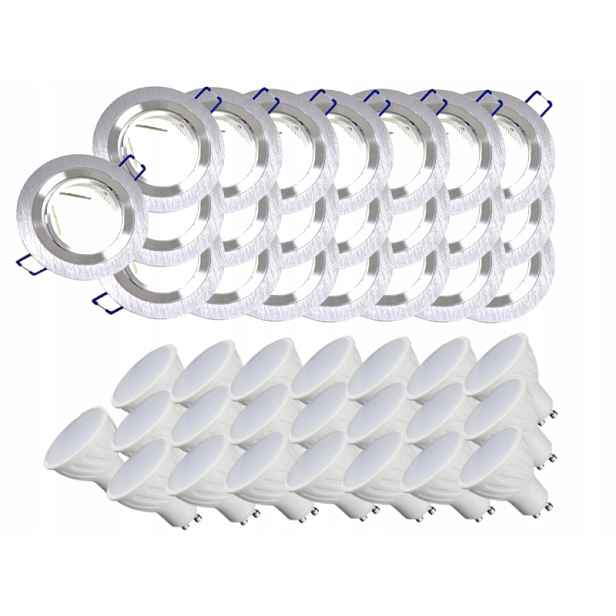22 x Hliníková Lampa Stropní Svítidlo Inox Zapuštěné Led Žárovky 1,5W