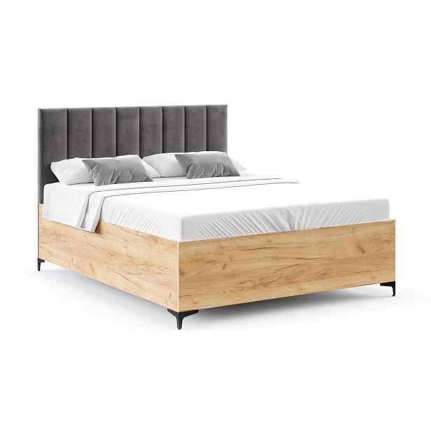 FDM Postel Sierra se zvedacím roštem Paris antracit/dub craft, velikost 120x200