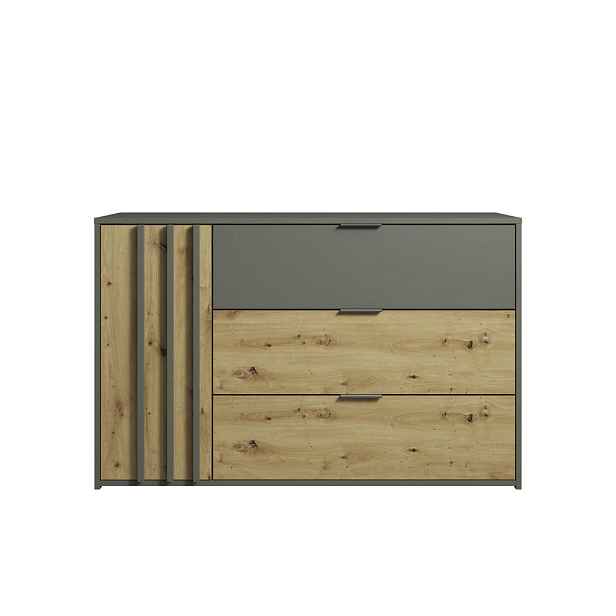 MASSENO KOMODA MERIDIAN, 125/79,8/36,5 cm se 3 zásuvkami, počet dvířek: 1, šedá