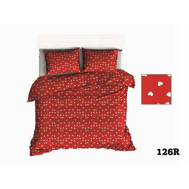 Povlečení 140x200 červené srdce srdíčka bílé