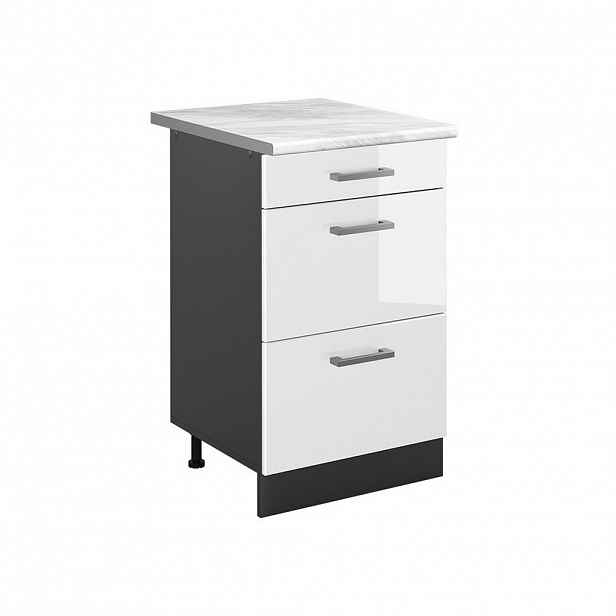 Vicco SPODNÍ SKŘÍŇKA KUCHYŇSKÉ LINKY R-Line, Bílá vysoký lesk/Antracit, 50 cm pracovná doska Mramor