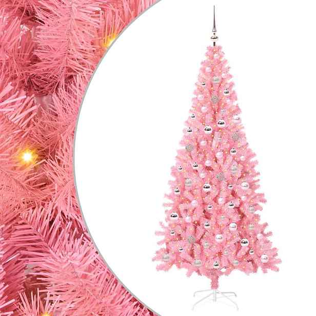 vidaXL Vánoční stromeček Růžová 240 cm PVC