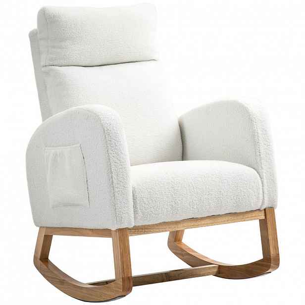 HOMCOM HOUPACÍ křeslo, ergonomické houpací křeslo, křeslo s područkami, houpací křeslo krémově bílé