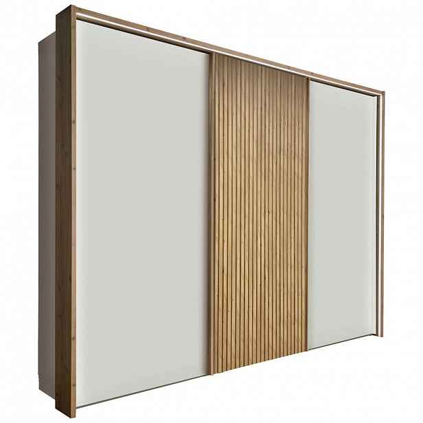 Novel SKŘÍŇ S POSOUVACÍMI DVEŘMI, bílá, dub bianco, 250/217/67 cm - Šatní skříně - 000442031412