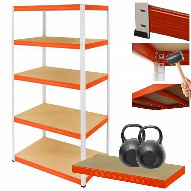 Kovový skladový regál Helios 180x110x45 cm 5Px275 kg Trvanlivý Pl