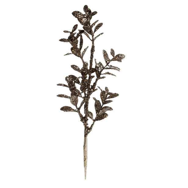 Champagne dekorace větvička listy Fleur s glitry - 10*31 cm Chic Antique